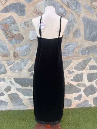 Vestido largo negro terciopelo encaje