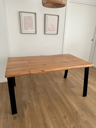Mesa comedor madera maciza estilo industrial