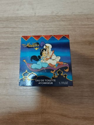 Colonia Aladdin azul y dorada