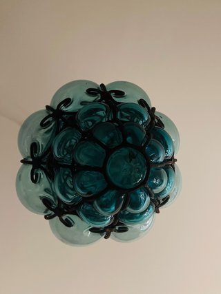 Lampada Vetro Soffiato Vintage Blu Mare