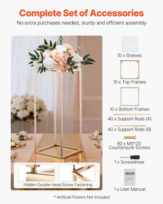 Portafiori Matrimonio Set 10 pz 60 cm Colonna Oro