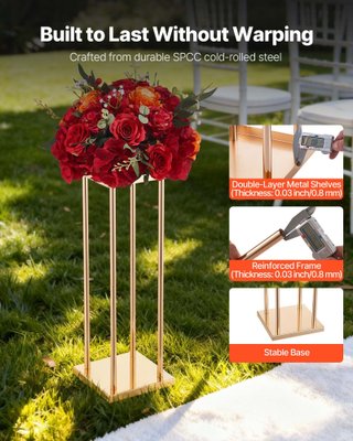 Portafiori da Matrimonio 10 pz Colonna Oro 60 cm