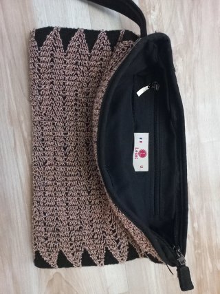 Bolso de mano LESAC Crochet Fiesta Oro/Negro