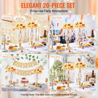 Portafiori Matrimonio in Cristallo Dorati 20 pz