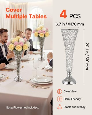 Set 4 Vasi Centrotavola Argento per Matrimonio