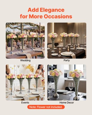 Set 4 Vasi Centrotavola Argento per Matrimonio