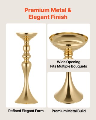 Set Vasi Decorativi Matrimonio Metallo Oro 16 pz