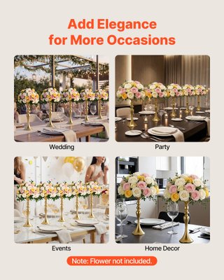 Set Vasi Decorativi Matrimonio Metallo Oro 16 pz