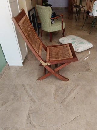 Silla plegable madera y mimbre
