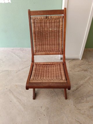 Silla plegable madera y mimbre