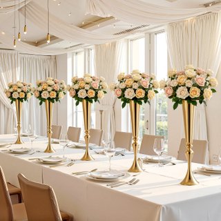Set 12 Vasi Centrotavola Matrimonio Oro Alti 55cm