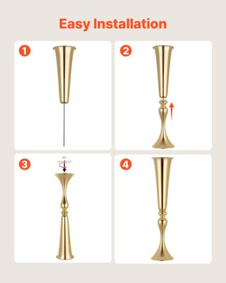 Set 12 Vasi Centrotavola Matrimonio Oro Alti 55cm