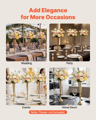 Set 12 Vasi Centrotavola Matrimonio Oro Alti 55cm