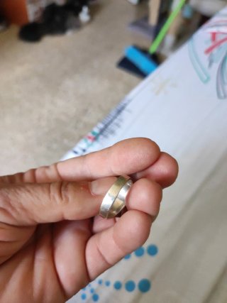 Anillo ancho plata beige