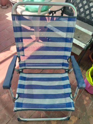 Silla de Playa Plegable Rayas Azul y Gris