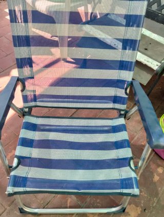 Silla de Playa Plegable Rayas Azul y Gris