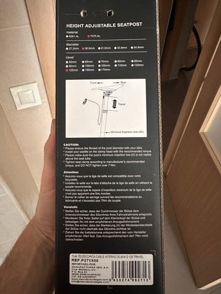 Tija Telescópica 30.9x412mm 125mm