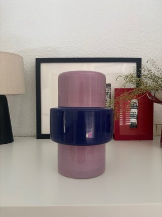 Jarrón Cerámica Azul y Morado