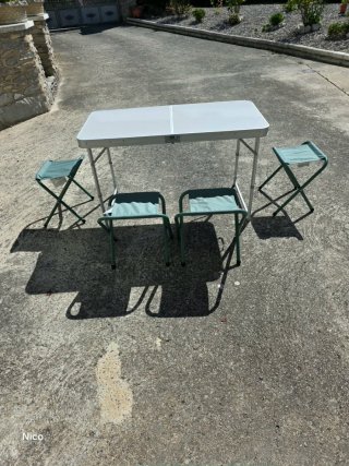 Mesa plegable camping 4 sillas