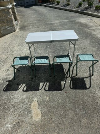 Mesa plegable camping 4 sillas
