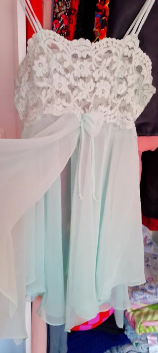 Camisón sexy verde agua encaje