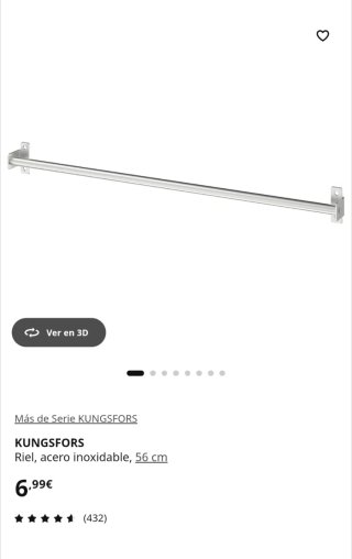 Barra metálica cocina IKEA 80cm