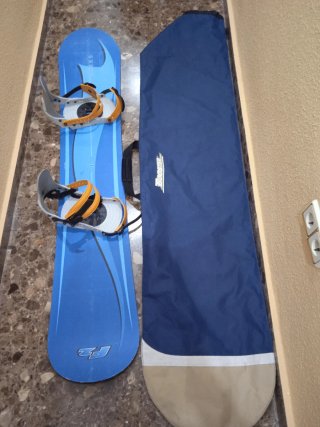 Tabla de Snowboard Azul con Fijaciones