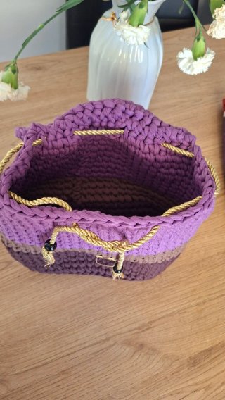 Mochila Bolso Crochet Tricolor Hecha a Mano