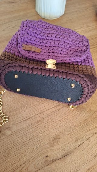 Mochila Bolso Crochet Tricolor Hecha a Mano