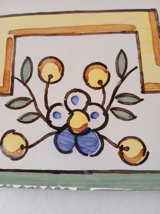 25 Baldosas de cerámica antigua decorada 20 X 13