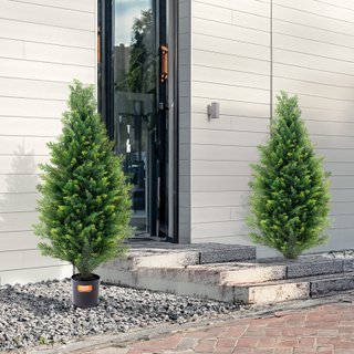 Albero Topiario di Cedro Artificiale UV 91 cm 2 pz