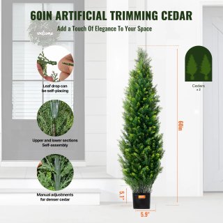 Albero Topiario Cedro Artificiale UV 152 cm 2 pz
