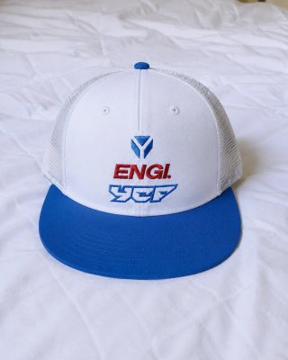 Gorra YCF Engi Flat 2022 blanca y azul – Racing
