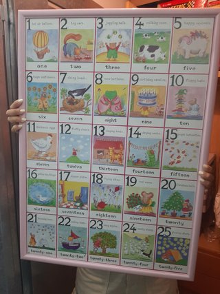 Cuadro infantil números en inglés rosa