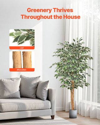 Albero Ficus Artificiale 150 cm con Vaso Nero