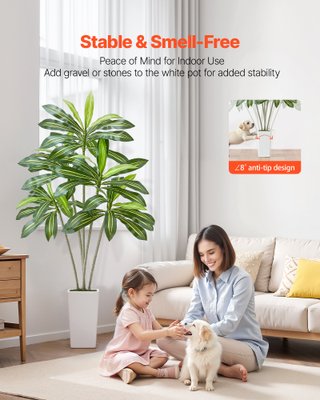 Dracena Finta da Pavimento con Vaso Alto Bianco
