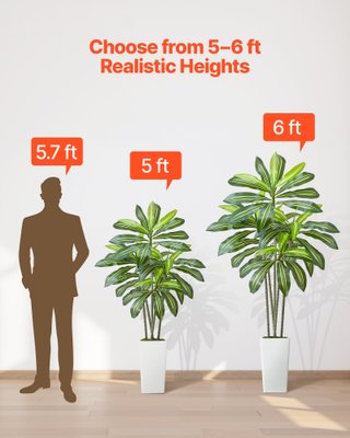 Dracena Finta da Pavimento con Vaso Alto Bianco