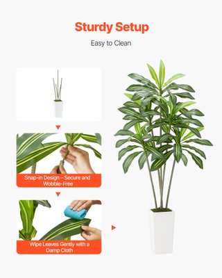 Dracena Finta da Pavimento con Vaso Alto Bianco