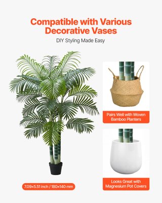 Palma Areca Artificiale 1829 mm Fioriera Bianca