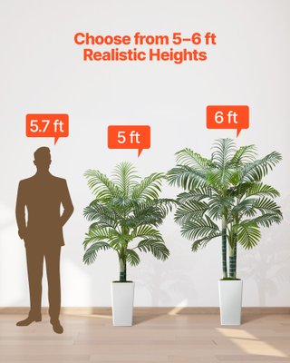 Palma Areca Artificiale 1829 mm Fioriera Bianca