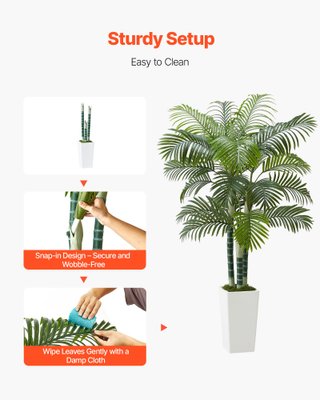 Palma Areca Artificiale 1829 mm Fioriera Bianca