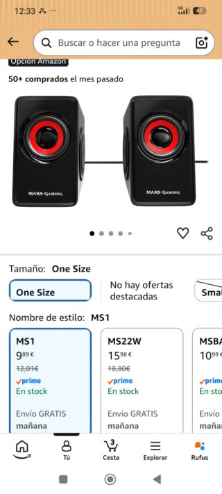 Altavoces Mars Gaming MS1 Negros y Rojos