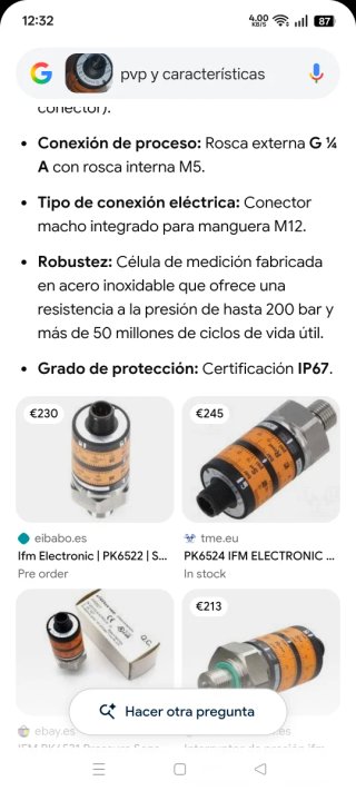 sensor de presión electrónico IFM Electroni PK6522