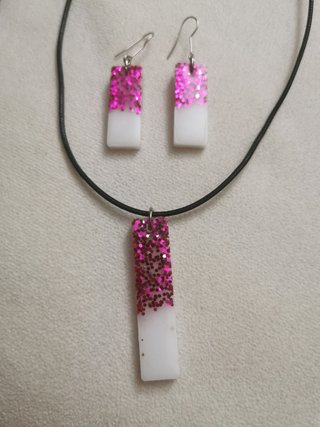 Conjunto Pendientes y Colgante Negro/Dorado