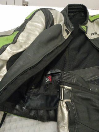 Traje de moto Dainese cuero verde y negro