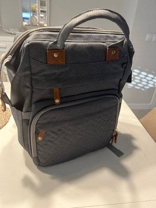 Mochila Pañalera Bebé Gris con Cambiador