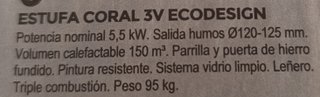 Estufa Leña Coral 3V + Tubos