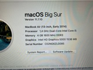MacBook Air 2014 4GB RAM Plata