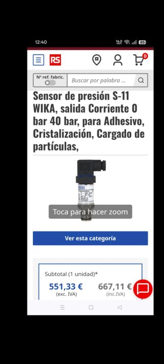 Sensor de presión S-11 WIKA, 0-40 bar y otro 0-100
