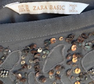 Falda brillo plateada - Zara - Talla M